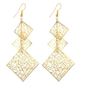 Abstract square chandelier earrings